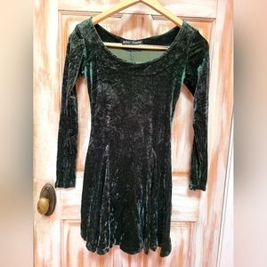 Betsey Johnson Crushed Velvet Green Cupcake Dress M